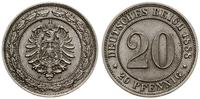 20 fenigów 1888 F, Stuttgart, miedzionikiel, AKS