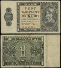 1 złoty 1.10.1938, seria D, numeracja 2340256, l
