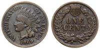 1 cent 1869, Filadelfia, w dacie podwójnie nabit