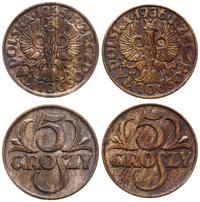 Polska, zestaw: 2 x 5 groszy, 1935 i 1936