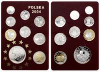 zestaw polskich monet typu Euro 2004, w skład ze