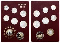 zestaw polskich monet typu Euro 2003, w skład ze