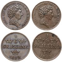 Szwecja, zestaw 2 x 1/6 skillinga, 1832