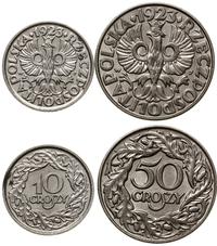 zestaw: 10 i 50 groszy 1923, Warszawa, razem 2 b