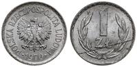 1 złoty 1970, Warszawa, aluminium,rewers wybity 