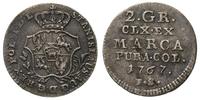 2 grosze srebrne 1767, Warszawa, na rewersie wad