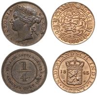 lot 2 monet, 1/2 centa 1945 (Holenderskie Indie 