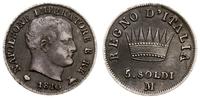 5 soldi 1810 M, Mediolan, srebro próby '900', pa