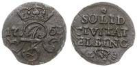 szeląg 1763 FL-S, Elbląg, moneta z końcówki blas
