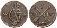 1 skilling 1805, Sztokholm, moneta przebita z 2 