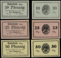 zestaw: 10, 25 i 50 fenigów 1.07.1920, bez oznac