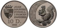 10 dinarów 1992, "Wiewiórka", wybite stemplem lu