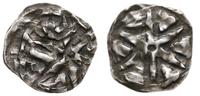 denar XIV w., Aw: Margrabia na wprost, po bokach
