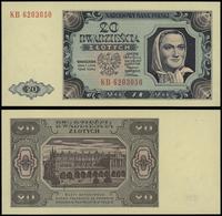 20 złotych 1.07.1948, seria KB, numeracja 620305