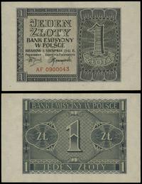 1 złoty 1.08.1941, seria AF, numeracja 0900043, 