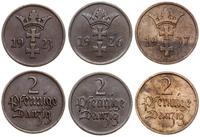 Polska, zestaw 3 x 2 fenigi, 1923, 1926, 1927