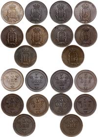 Szwecja, zestaw 10 x 5 öre, 1874, 1875, 1876, 1878, 1879, 1882, 1883