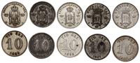 Szwecja, zestaw 5 x 10 öre, 1881, 1894, 1899, 2 x 1907