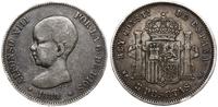 5 peset 1889 MP-M, Madryt, srebro próby "900" 24