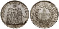 5 franków 1877 A, Paryż, srebro próby "900" 24.9