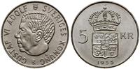 5 koron 1955, Sztokholm, srebro próby 400, 17.73
