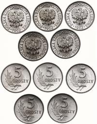 zestaw 5 x 5 groszy 1962, Warszawa, aluminum, ra