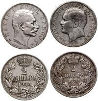 Serbia, zestaw: 2 x 2 dinary, 1879 i 1915