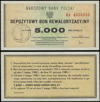 Polska, depozytowy bon rewaloryzacyjny na 5.000 złotych, 1982