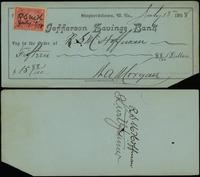Stany Zjednoczone Ameryki (USA), czek na 15 dolarów i 88 centów, 18.07.1898
