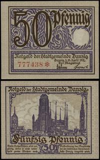 50 fenigów 15.04.1919, numeracja 777438 ❉, druk 