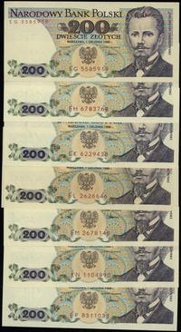 7 x 200 złotych 1.12.1988, serie EG, EH, EK, El,