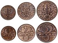 Polska, zestaw: 1, 2 , 5 groszy, 1939