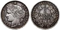 5 franków 1870 A, Paryż, popiersie autorstwa Oud