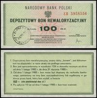 Polska, depozytowy bon rewaloryzacyjny na 100 złotych, 1982