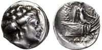 drachma ok. 196-146 pne, Aw: Głowa nimfy w diade