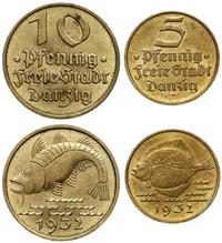 zestaw: 5 i 10 fenigów 1932, Berlin, Flądra i Do
