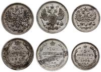 Rosja, zestaw: 5 kopiejek 1908, 10 kopiejek 1912, 10 kopiejek 1914