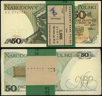 paczka banknotów 100 x 50 złotych 1.12.1988, ser