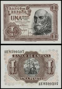 1 peseta 22.07.1953, seria 1E, numeracja 8599597
