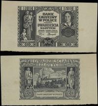 Polska, niedokończony druk banknotu 20 złotych, 1.03.1940