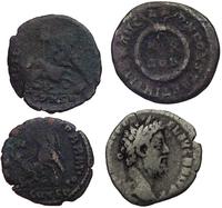 4 monety III-IV w, 1 denar i 3 brązy