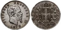 5 lirów 1872 M, Mediolan, srebro 24.82 g, ciemna