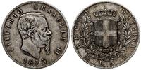 5 lirów 1873 M, Mediolan, srebro 24.87 g, patyna