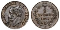 1 centesimo (centym) 1861 M, Mediolan, miedź, pi