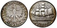2 złote 1936, Warszawa, Żaglowiec, moneta czyszc
