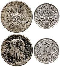 lot 2 monet, Warszawa, 10 groszy 1923 oraz 2 zło