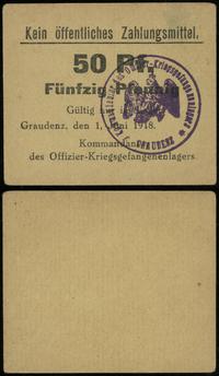 50 fenigów 1.06.1918, z pieczątką na stronie głó
