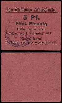 5 fenigów 1.09.1918, z pieczątką na stronie głów