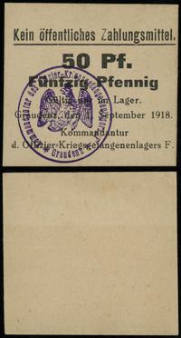 50 fenigów 1.09.1918, z pieczątką na stronie głó