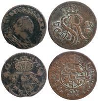 zestaw monet miedzianych XVIII w, szeląg Augusta